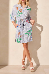 TRIBAL Tie Waist Shirt Dress in sailboat - women's dress