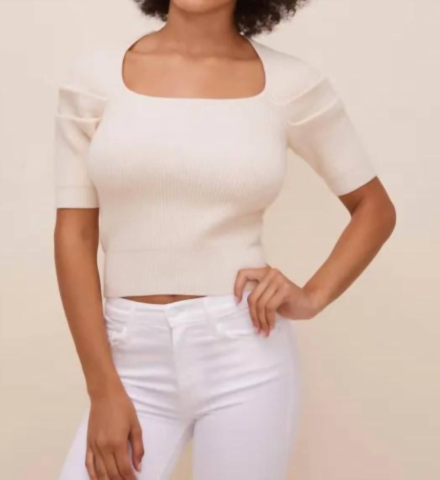ASTR Adelia Ribbed Knit Sweater in ivory - women's sweater