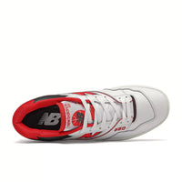 New Balance Men's 550 Low Top Leather Lace Up Sneakers in white red - men's sneaker - view 6