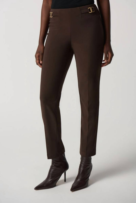 Joseph Ribkoff - Buckle Detail Pull On Slim Straight Ankle Pants