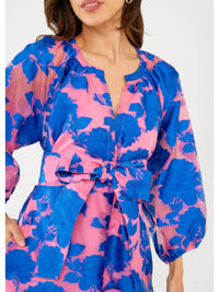 ABBEY GLASS Elise Dress in pink and blue tea rose organza - women's dress - view 4
