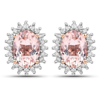 Diana M Jewels Women's Oval Natural Morganite Stud Earrings (1.61 Ct) - Classic in 14k rose gold - women's item