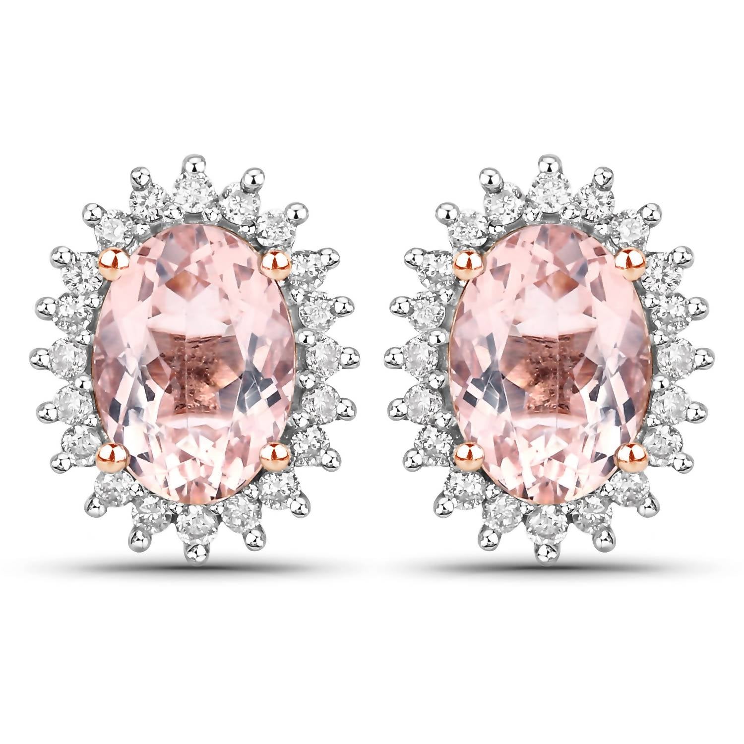 Diana M Jewels Women's Oval Natural Morganite Stud Earrings (1.61 Ct) - Classic in 14k rose gold - women's item
