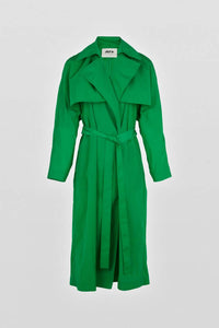 Maison Rabih Kayrouz Taffeta Long Coat in grass - women's jacket - view 4