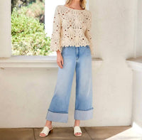 Karen Kane - Flare Sleeve Crochet Top