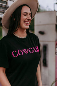 Merigold Kiss - Cowgirl 3d Pink Sequin Embroidered Tee