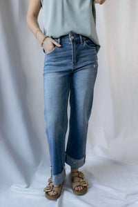 Flying Monkey - Denver High Rise Raw Cuffed Slim Wide Jeans