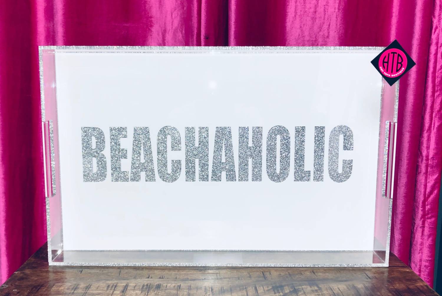 HAMLET PRODUCTS Beachaholic Tray - 14 x 22 in silver glitter - item