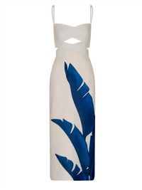 Andres Otalora Women's Recuerdos Midi Dress in blue musa leaf - women's dress