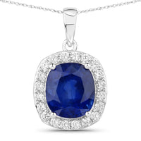 Diana M Jewels Women's Cushion Natural Sapphire Pendant Necklace (3.00 Ct) - Signature in 18k white gold - women's jewelry