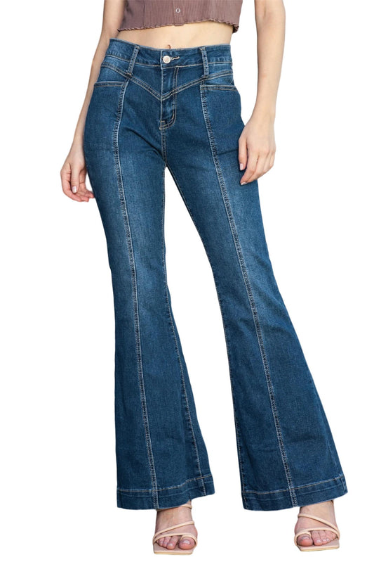 Shewin - High Waisted Bell Bottom Jean