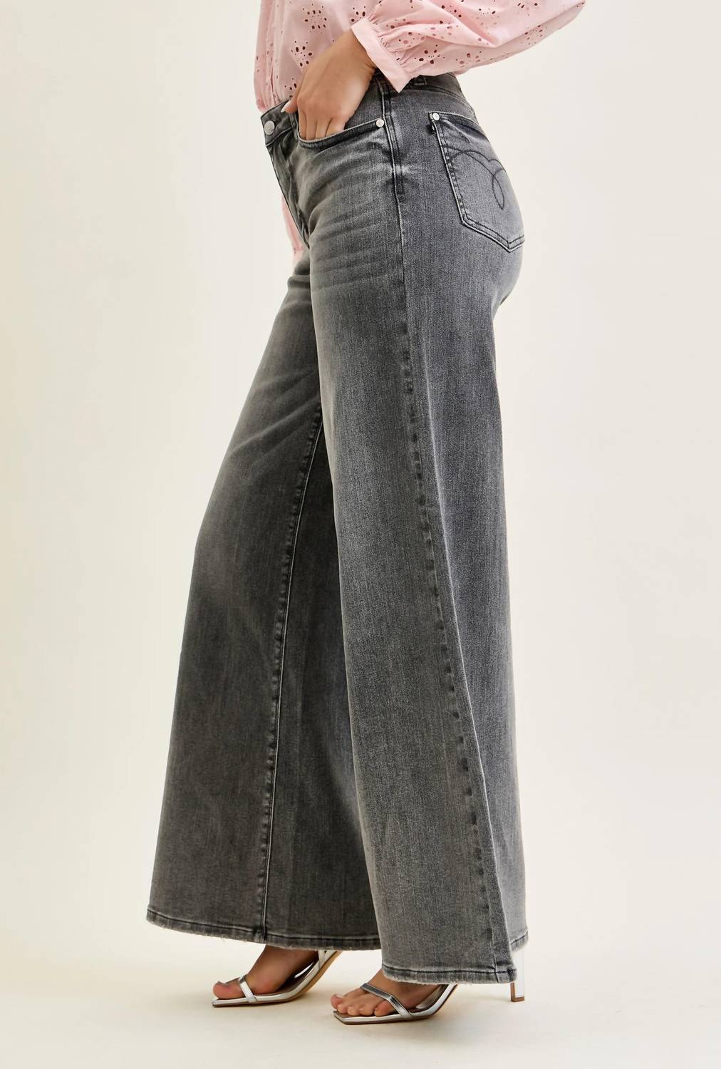 Judy Blue - Mid Rise Palazzo Split Back Yoke Jeans