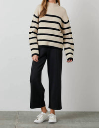 Polagram - Mock Neck Ribbed Knit Sweater
