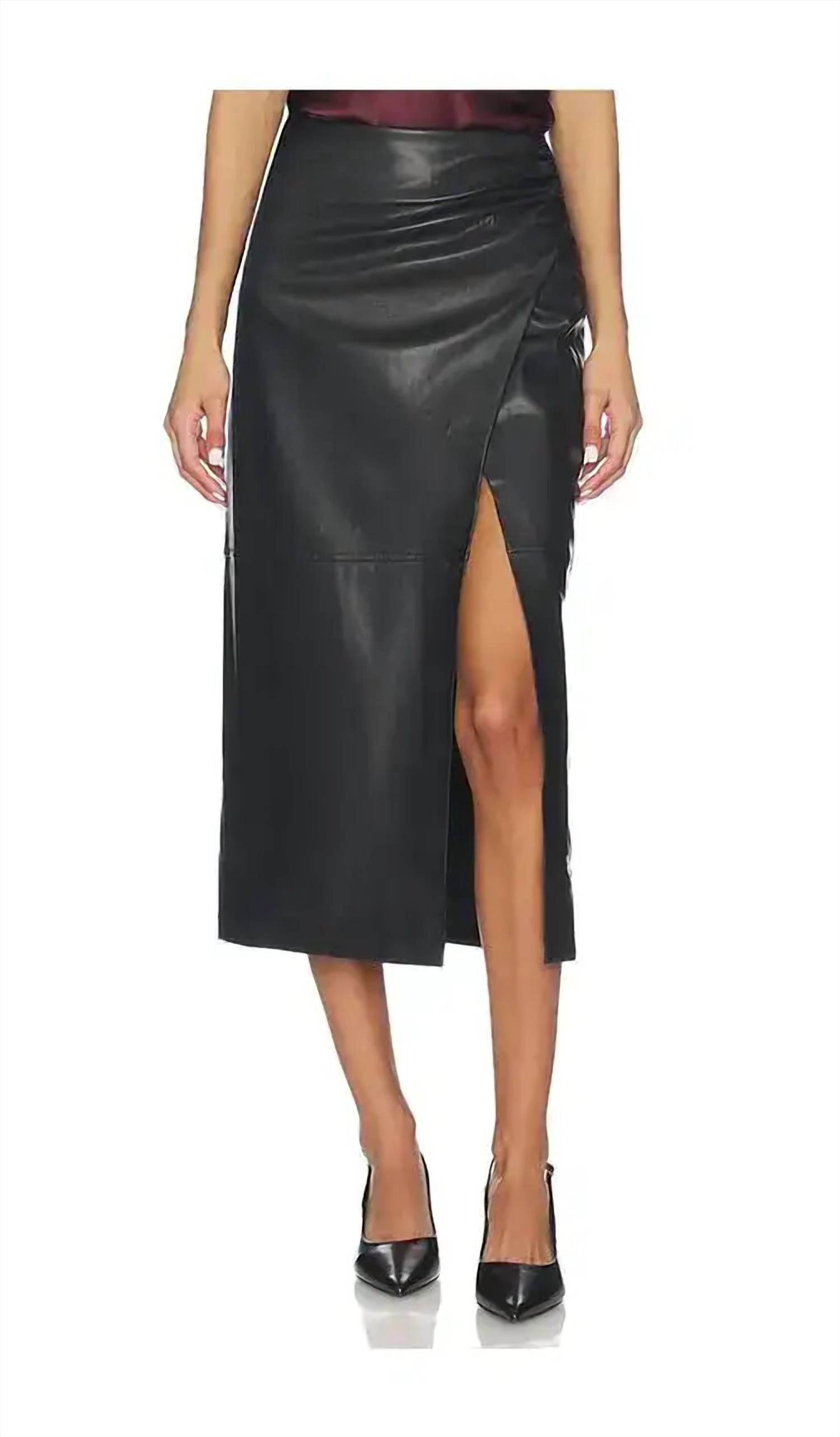 Cami NYC Lorena Vegan Faux Leather Midi Skirt in black - women's skirt