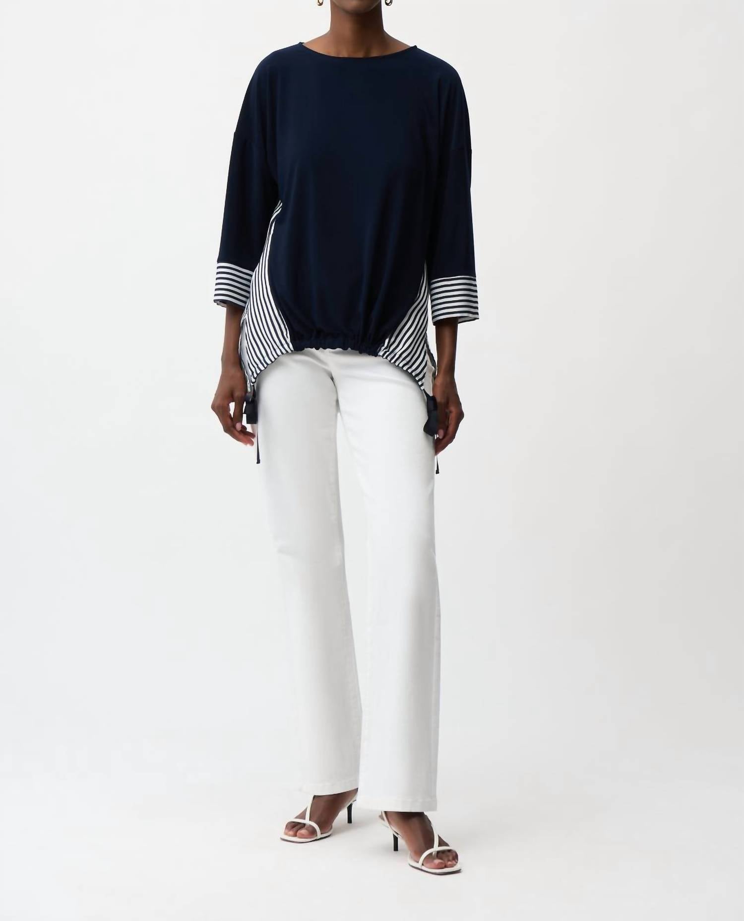 Joseph Ribkoff - Stripe Top With High Low Hem