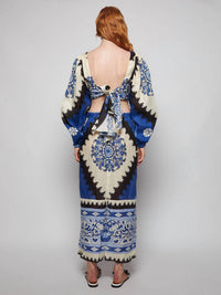 Johanna Ortiz - Glorious Rivers Midi Dress With Puff Sleeves And Cutout Waist