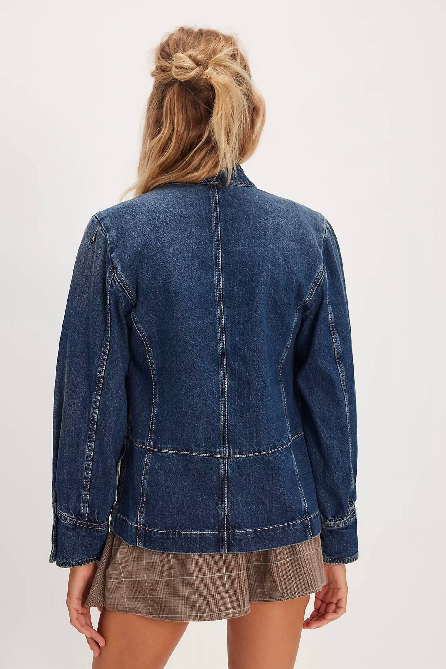 Free People IMOGENE DENIM OFFICER JACKET in ensign wash - women's jacket - alternate view