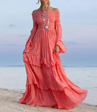 Zinnia Pearl - Women's Sexy Shoulders Maxi Dress