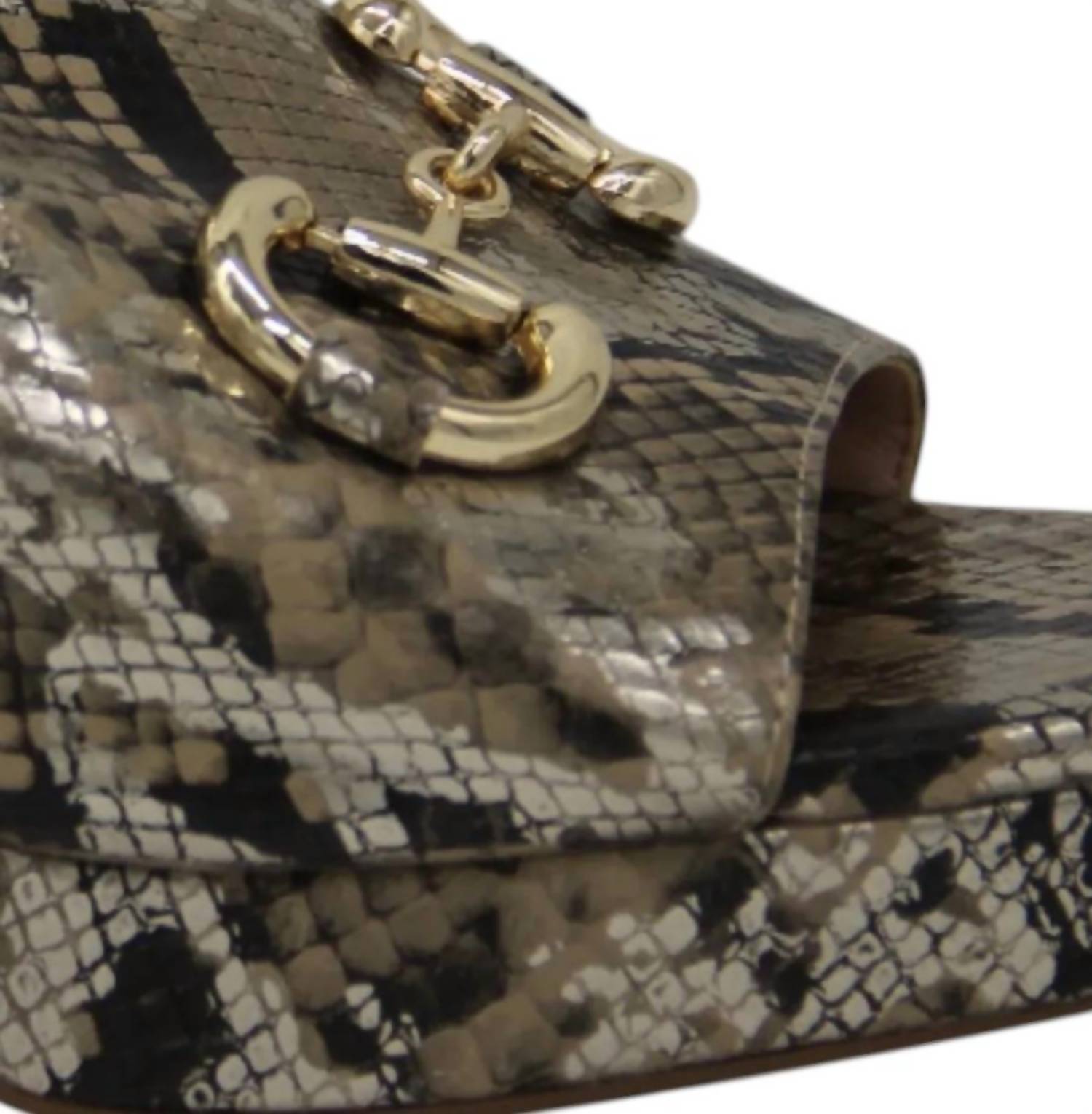 Exe Women's Lina Chunk Heel Sandal in beige snake combo - women's heels - alternate view