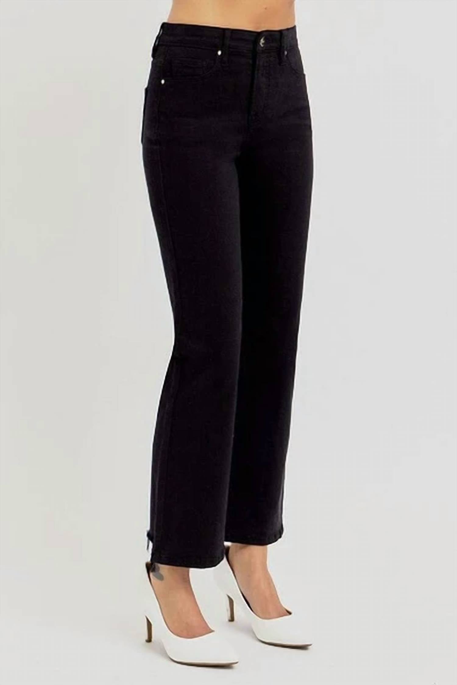 Risen - Tummy Control High Rise Crop Straight Leg Jeans - Plus