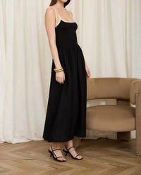 Blu Pepper - Contrast Tie Spaghetti Strap Mix Media Dress