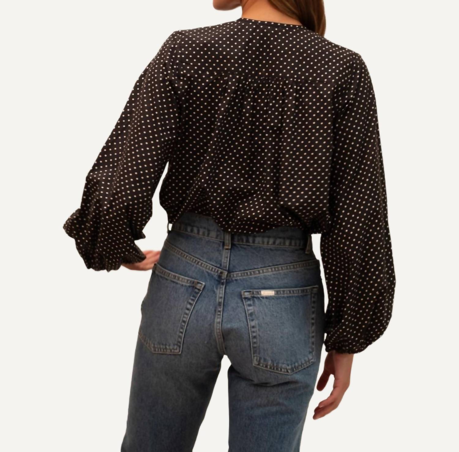 MILLE Cecily Top in polka dot - women's blouse - detail view