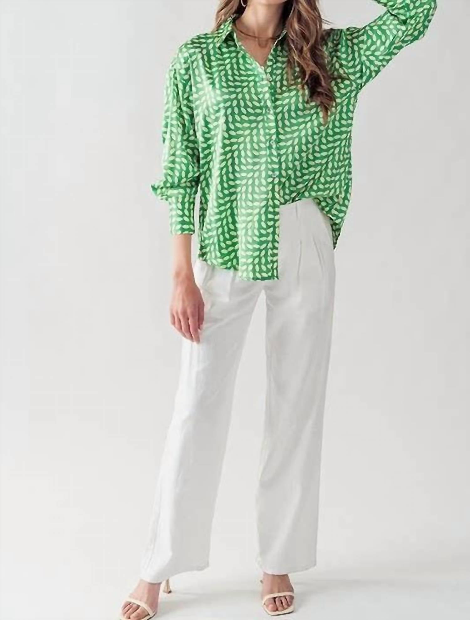 Big Hit Fashion - Elsie All Over Printed Button Down Top