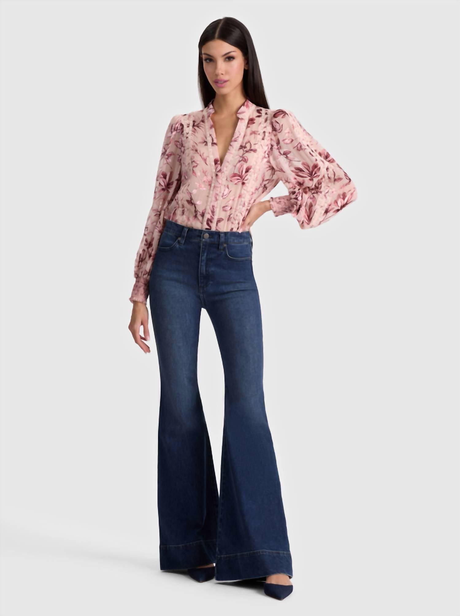 Alice + Olivia - Arlette Lace Trim Blouse