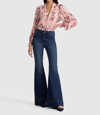 alice + olivia Arlette Blouse in mystic garden english rose - women's blouse - detail view