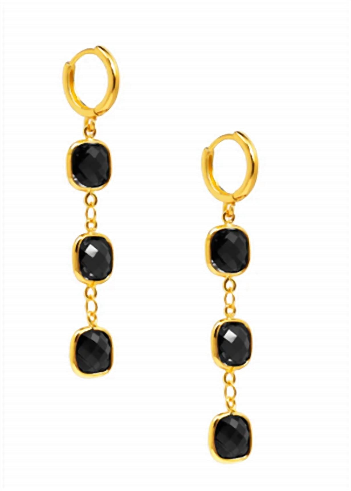ZENZII Women's Crystal Chain Drop Earrings in black - women's jewelry