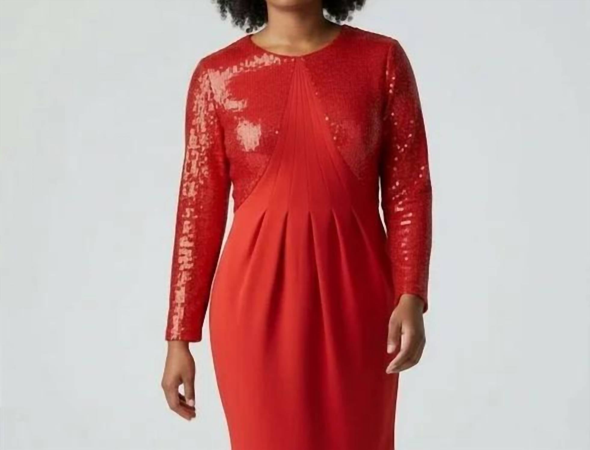 Reiss Cara Sequin Waisted Mini Dress in red - women's dress - alternate view