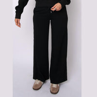 RD Style Women's Erika Soft Knit Satin Trim Pant in black - women's pants