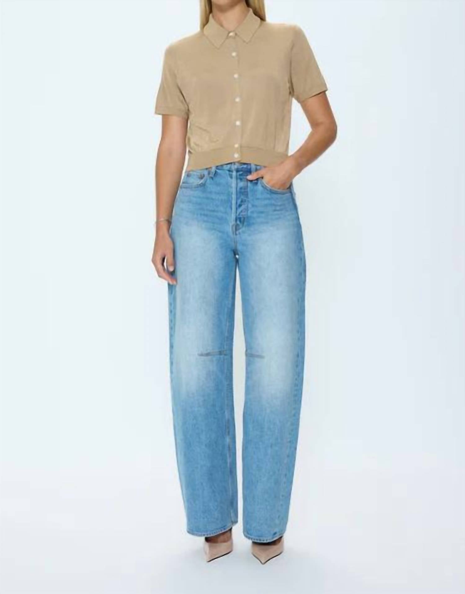 PISTOLA Lucca Short Sleeve Polo in wheat - men's t-shirt - view 4