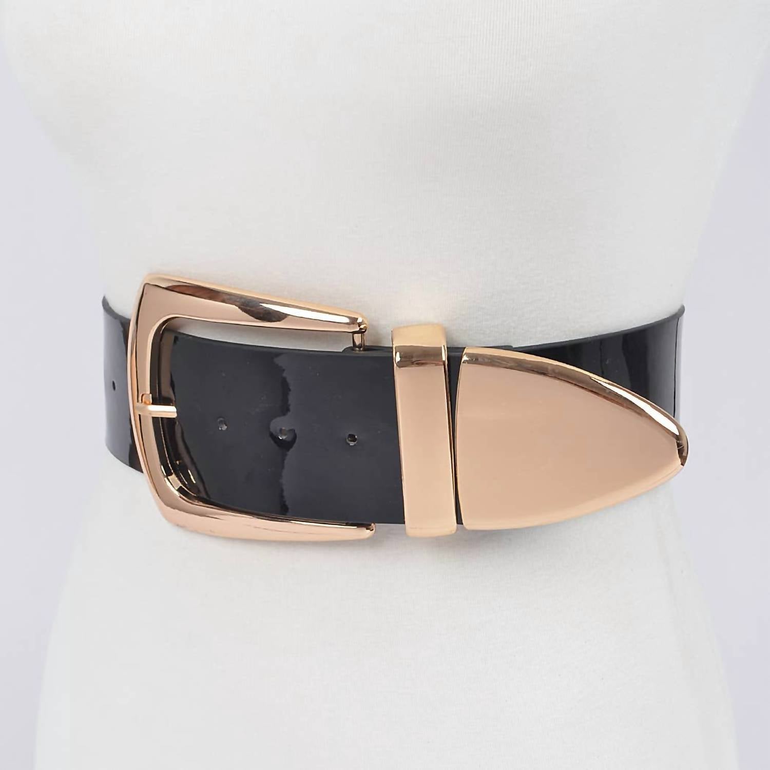 3Am By H&D Accessories - Women's Vegan Patent Leather Wide Belt - Plus