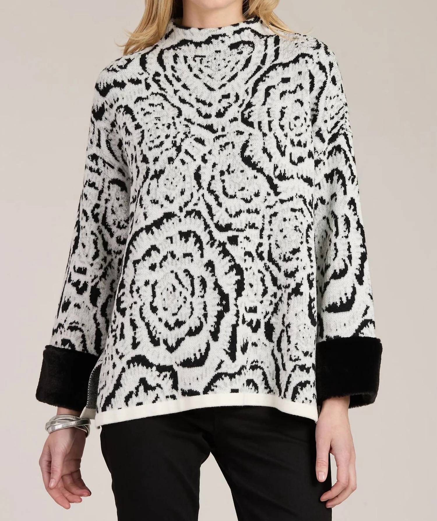 Tyler Boe - Jacquard Tunic Abstract Cape Sweater