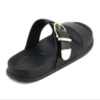 Andrea Women's Double Straps Sandal in black - women's sandal - detail view