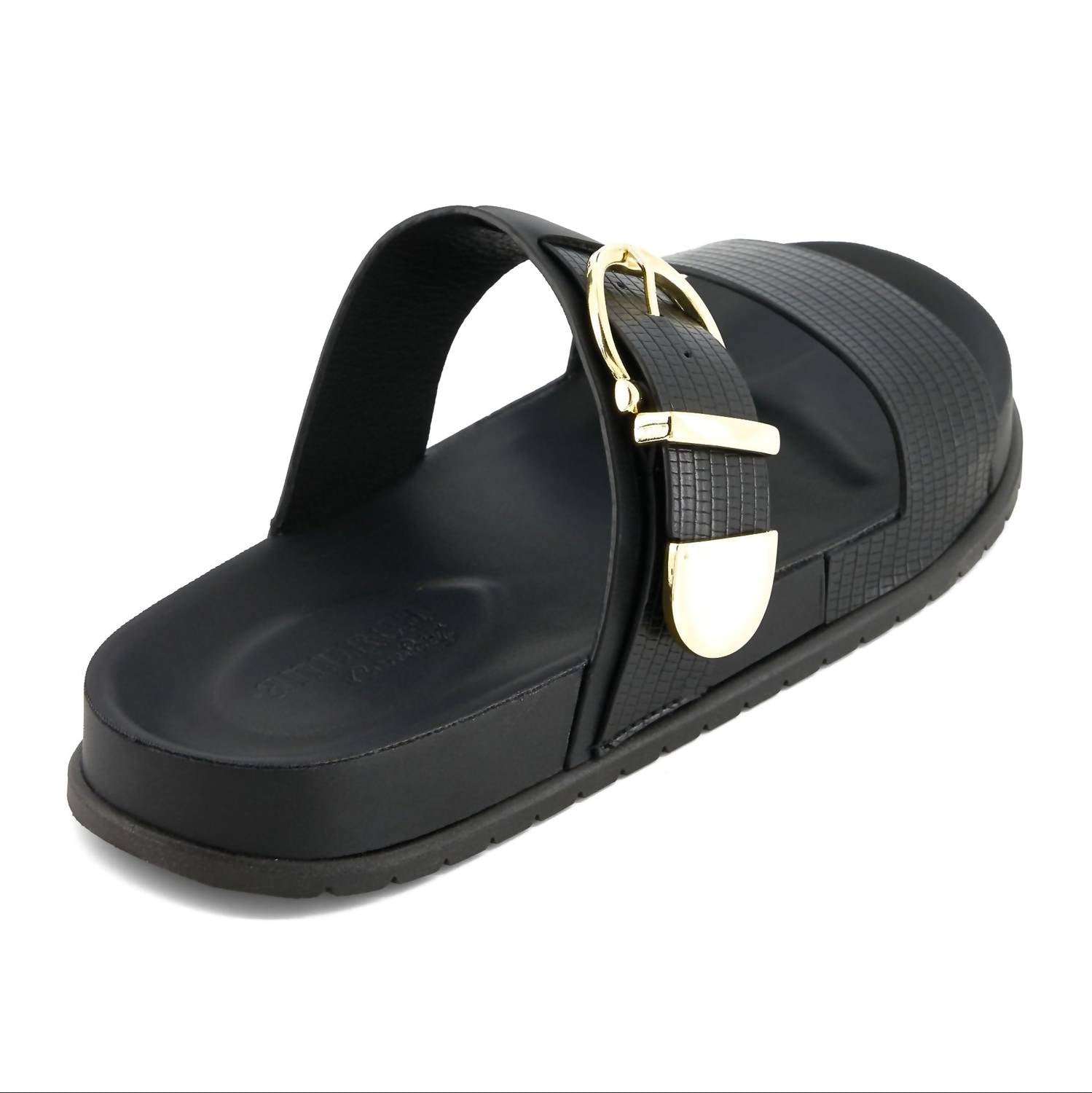 Andrea Women's Double Straps Sandal in black - women's sandal - detail view