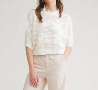 Flat White - Crescent Open Knitting Sweater Top