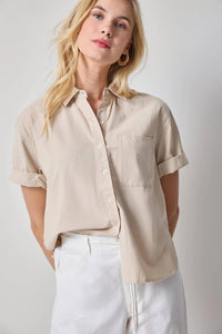 Lilla P - Linen Blend Boyfriend Button Down Shirt