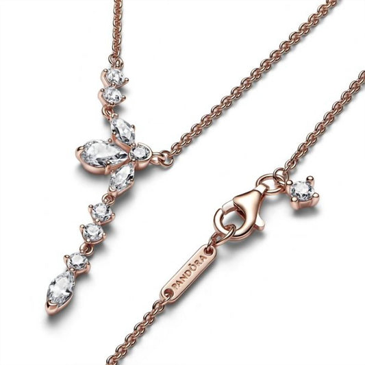 Pandora - Sparkling Herbarium Rose Gold Cluster Drop Collier Necklace