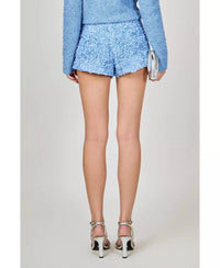 2.7 AUGUST APPAREL 3d Floral Mini Shorts in blue - women's shorts - detail view