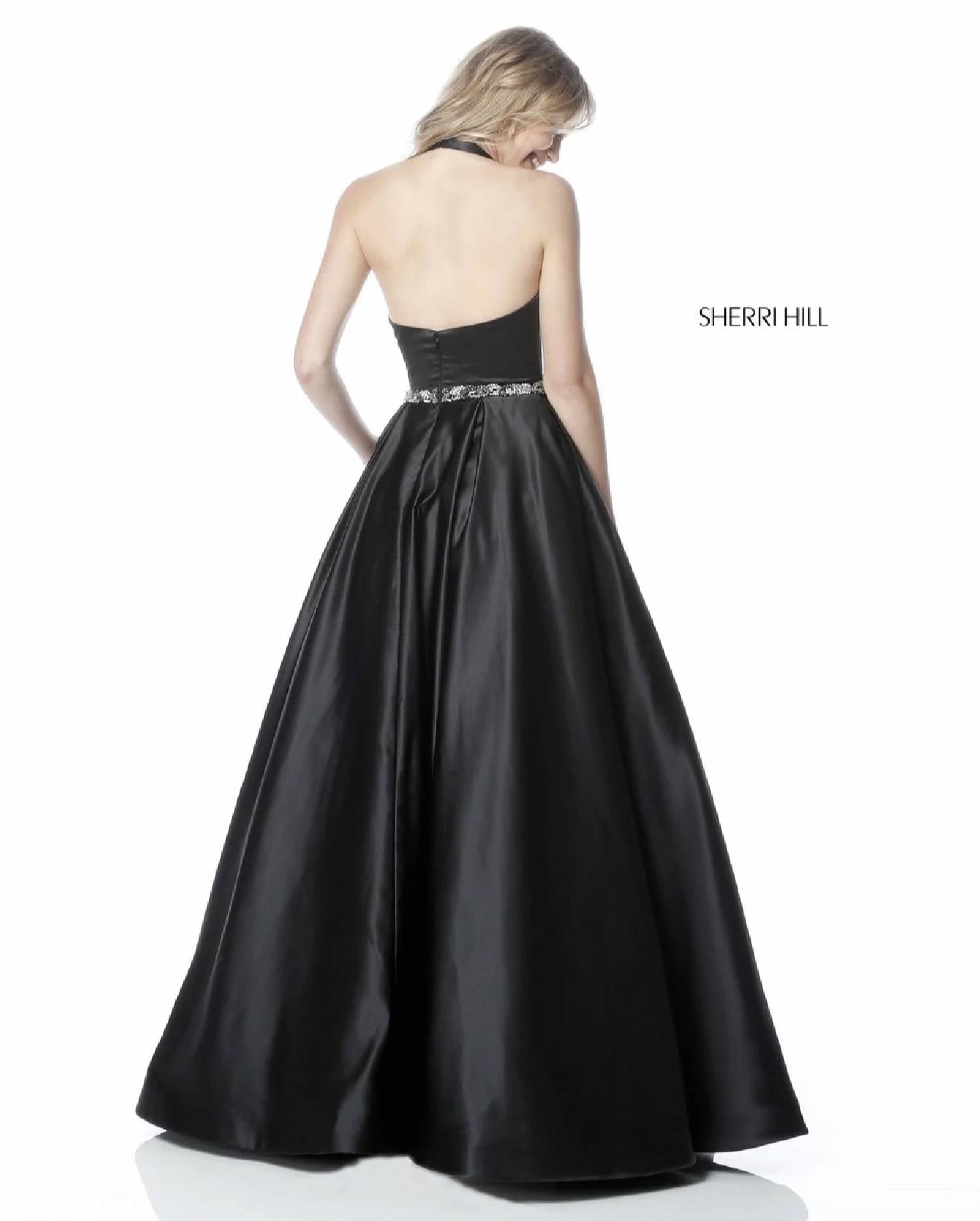 Sherri Hill - Beaded Waist Halter Ball Gown