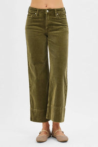 Risen - High Rise Crop Wide Corduroy Pants
