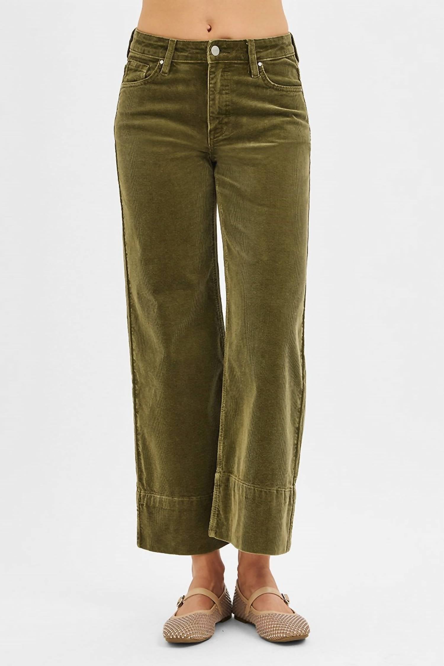Risen - High Rise Crop Wide Corduroy Pants