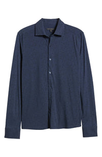 Robert Barakett - Leaf Print Knit Button-up Shirt