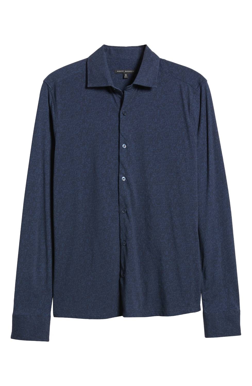 Robert Barakett - Leaf Print Knit Button-up Shirt