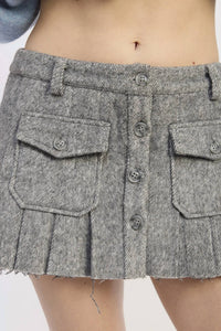 Rowan + Riot - Pleated Pocket Detail Wool Skirt