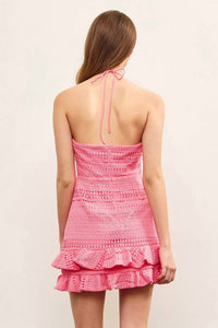 Mustard Seed - RUFFLE TIERED CROCHET HALTER DRESS