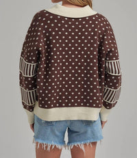 Bon - Just for Fun Polka Dot Collar Sweater