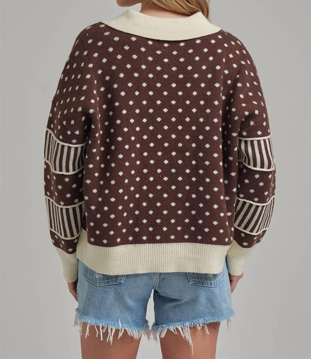 Bon - Just for Fun Polka Dot Collar Sweater